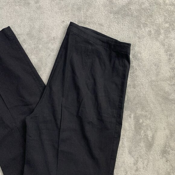 Eileen Fisher Pants Women 8 Black Linen Blend Pull On Side Zipper Trouser Casual - Picture 2 of 15